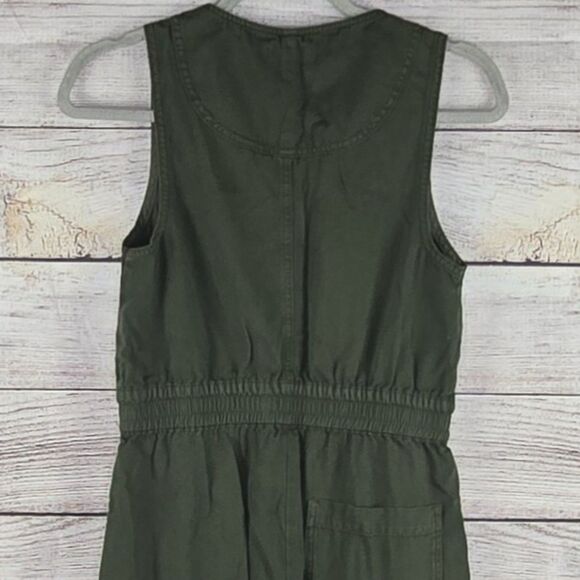 Whistles Ria Denim Jumpsuit Green Cropped Wide Leg Lightweight Button Front - Picture 7 of 10